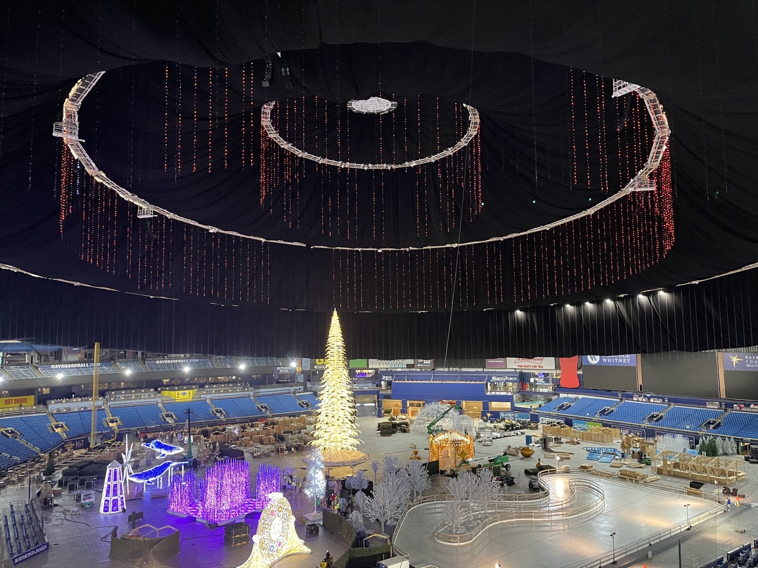 Completed roof blackout above the Enchant Christmas installation